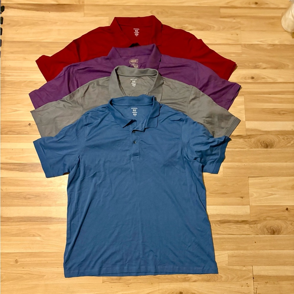 Men's 100% Pima Cotton Polo Shirts - blue, sand, purple & red